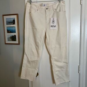 RFM White Slim Straight Step Hem Jeans